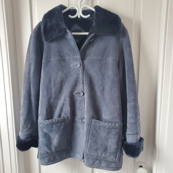 90s Suede Shearling-style Jacket - Picture 2 of 3